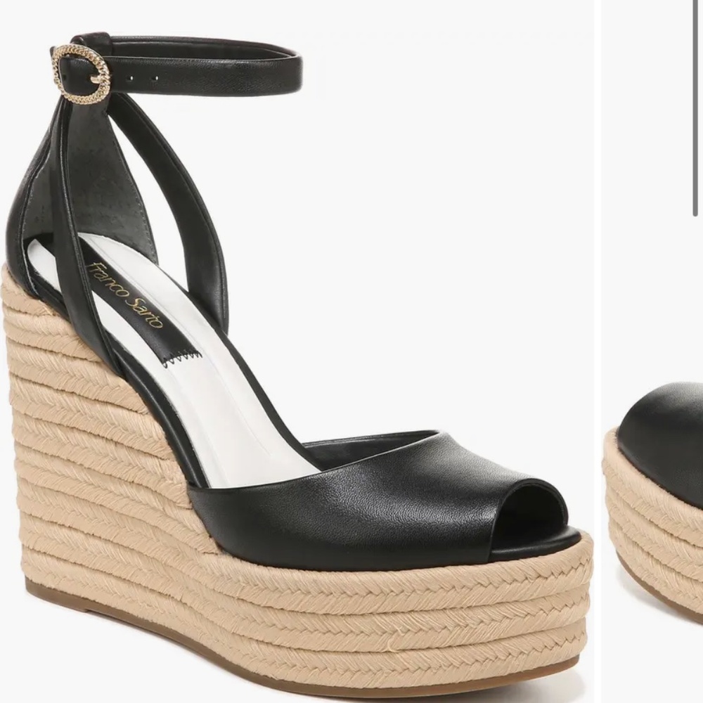 New Paige Espadrille Platform Wedge Black Sandal (Women)